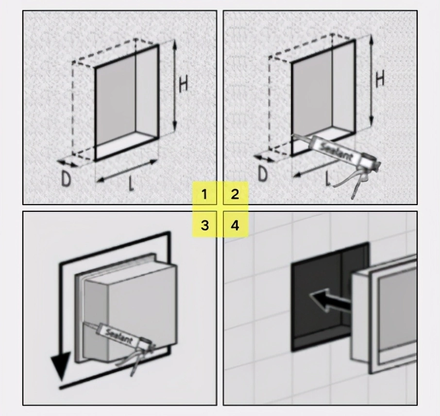 Bathroom Customized Stainless Steel Single Black Shower Niche