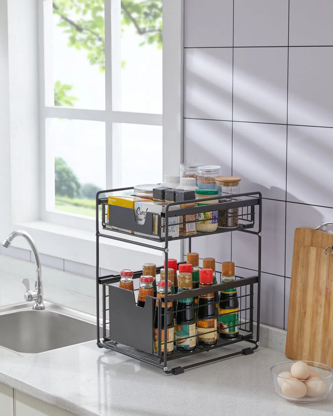 Stainless Steel Kitchen Sink Storage Rack Shelf for The Kitch with Muliple Functions and Tiers