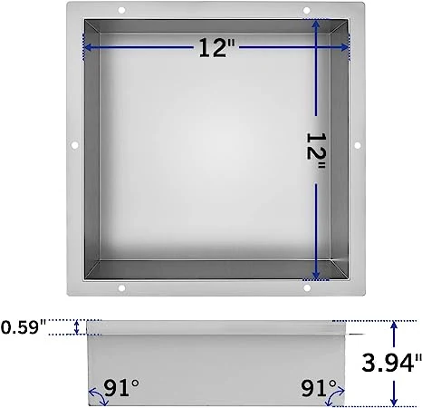 Shower Niche Stainless Steel Brushed No Tile Needed Recessed for Bathroom Storage