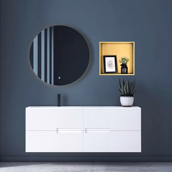 Edelstahl-Duschnische, versenkte Nischendusche für die Aufbewahrung im Badezimmer, keine Fliesen erforderlich, 30,5 x 30,5 x 10,2 cm, Champagnergold